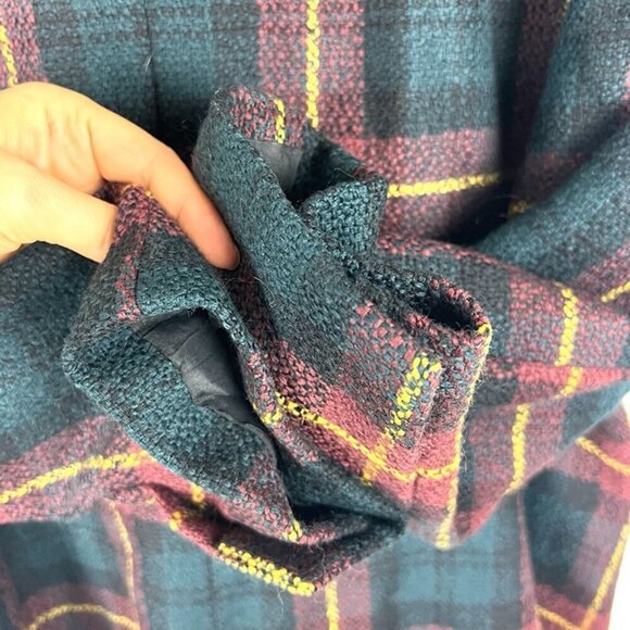 VTG Kasper ASL Wool Plaid Blazer sz 16 Velvet Shawl Collar Gold Buttons Academia - Picture 6 of 12